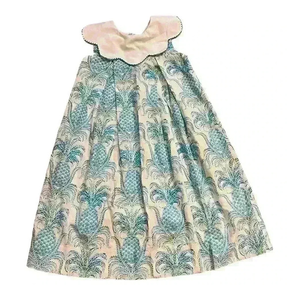 Le' Za Me Pineapple Dress with Bishop Collar Size 4 Colorful Summer Lightweight - Picture 1 of 4